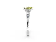 Bar-Set Engagement Ring Setting for Fancy Yellow Oval Center with Tapered Baguette Accents and Prong Head in Platinum