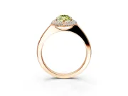 Halo Engagement Ring Setting for Fancy Yellow Marquise Center with Plain Tapered Band and Prong Head in Rose Gold