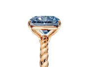 Solitaire Engagement Ring Setting for Fancy Blue Radiant Cut Center with Plain Twisted Rope Band and Prong Head in Rose Gold