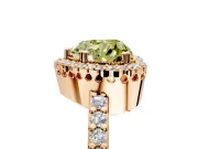 Halo Engagement Ring Setting for Fancy Yellow Heart-Shaped Center with Inner Milgrain Border and Prong Head in Rose Gold