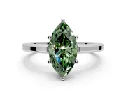 Solitaire Engagement Ring Setting for Fancy Green Marquise Center with Flat-Sided Plain Band and Prong Head in White Gold