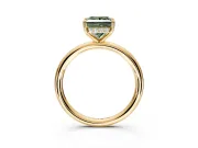 Hidden Halo Engagement Ring Setting for Fancy Green Princess Cut Center with Thin Rounded Band and Prong Head in Yellow Gold