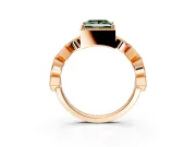 Milgrain Bezel Engagement Ring Setting for Fancy Green Princess Cut Center with Marquise Stations and Bezel Head in Rose Gold