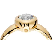 Solitaire Engagement Ring Setting for Marquise Center with Wide Band and Bezel Head in Yellow Gold