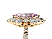 Floral Halo Engagement Ring Setting for Fancy Pink Marquise Center with Pave Accents and Prong Head in Yellow Gold
