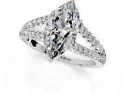 Solitaire Engagement Ring Setting for Marquise Center with Pave Split Shank and Prong Head in Platinum