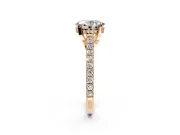 Solitaire Engagement Ring Setting for Oval Center with Widening Pave Band and Claw Prong Head in Rose Gold