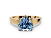 Solitaire Engagement Ring Setting for Fancy Blue Heart-Shaped Center with Tapered Split Shoulders and Prong Head in Yellow Gold