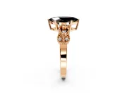 Leaf Engagement Ring Setting for Fancy Black Marquise Center with Milgrain Accent Band and Prong Head in Rose Gold