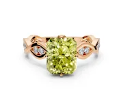 Solitaire Engagement Ring Setting for Fancy Yellow Radiant Cut Center with Accented Twist Band and Leaf Prong Head in Rose Gold