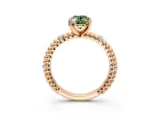 Rope Engagement Ring Setting for Fancy Green Oval Center with Accent Shoulders and Prong Head in Rose Gold