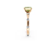 Solitaire Engagement Ring Setting for Fancy Yellow Asscher Cut Center with Bezel Station Band and Prong Head in Rose Gold