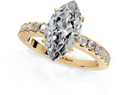 Solitaire Engagement Ring Setting for Marquise Center with Single Row Accent Band and Prong Head in Yellow Gold