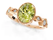Vintage Station Engagement Ring Setting for Fancy Yellow Oval Center with Accents and Prong Head in Rose Gold