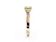 Side Accent Engagement Ring Setting for Fancy Yellow Asscher Cut Center with Accent Shoulders and Prong Head in Rose Gold
