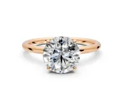 Solitaire Engagement Ring Setting for Round Cut Center with Plain Band, Open Basket and Prong Head in Rose Gold