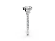 Solitaire Engagement Ring Setting for Pear-Shaped Center with Widening Pave Band and Claw Prong Head in White Gold