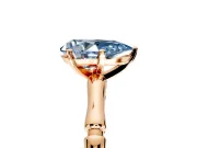 Solitaire Engagement Ring Setting for Fancy Blue Pear-Shaped Center with Bamboo Band and Prong Head in Rose Gold