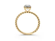 Solitaire Engagement Ring Setting for Emerald Cut Center with Plain Twisted Rope Band and Prong Head in Yellow Gold