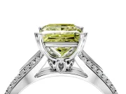 Solitaire Engagement Ring Setting for Fancy Yellow Princess Cut Center with Pave Rail Split Shank and Prong Head in Sterling Silver