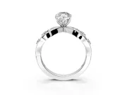 Solitaire Engagement Ring Setting for Marquise Center with Criss-Cross Accent Band and Prong Head in Sterling Silver