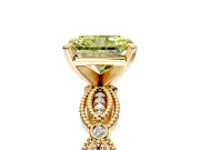 Solitaire Engagement Ring Setting for Fancy Yellow Radiant Cut Center with Marquise Panel Band and Prong Head in Yellow Gold