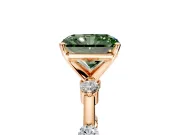Solitaire Engagement Ring Setting for Fancy Green Radiant Cut Center with Bezel Station Band and Prong Head in Rose Gold