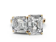 Asscher Cut and Emerald Cut Lab-Grown Diamond Toi et Moi Engagement Ring with Prong-Set Stones in Yellow Gold