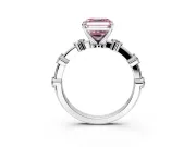 Solitaire Engagement Ring Setting for Fancy Pink Asscher Cut Center with Bezel Station Band and Prong Head in Platinum
