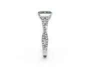 Solitaire Engagement Ring Setting for Fancy Green Radiant Cut Center with Twisted Pave Split Shank and Prong Head in Platinum