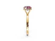 Solitaire Engagement Ring Setting for Fancy Pink Round Cut Center with Fine Wire Band and Prong Head in Yellow Gold