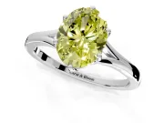 Solitaire Engagement Ring Setting for Fancy Yellow Oval Center with Plain Split Shank and Prong Head in Platinum