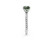 Solitaire Engagement Ring Setting for Fancy Green Cushion Cut Center with Plain Twisted Rope Band and Prong Head in Sterling Silver