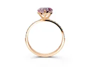 Solitaire Engagement Ring Setting for Fancy Pink Heart-Shaped Center with Pave Accents and Prong Head in Rose Gold