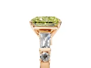 Bar-Set Engagement Ring Setting for Fancy Yellow Radiant Cut Center with Tapered Baguette Accents and Prong Head in Rose Gold