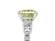 3 Stone Engagement Ring Setting for Fancy Yellow Princess Cut Center with Round Cut Side Accents and Prong Head in White Gold