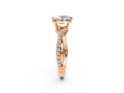 Solitaire Engagement Ring Setting for Oval Center with Half-Pave Crossover Band and Prong Head in Rose Gold