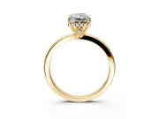 Solitaire Engagement Ring Setting for Radiant Cut Center with Fine Wire Band and Prong Head in Yellow Gold