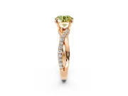 Crossover Engagement Ring Setting for Fancy Yellow Round Cut Center with Pave and Plain Strands and Prong Head in Rose Gold