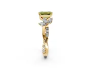 Floral Engagement Ring Setting for Fancy Yellow Emerald Cut Center with Trailing Marquise Accents and Prong Head in Yellow Gold