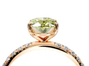 Solitaire Engagement Ring Setting for Fancy Yellow Oval Center with Micro Pave Band and Prong Head in Rose Gold