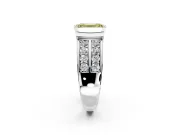 Bezel Engagement Ring Setting for Fancy Yellow Emerald Cut Center with Wide Channel-Set Band and Bezel Head in Platinum