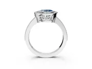 Halo Engagement Ring Setting for Fancy Blue Heart-Shaped Center with Milgrain Halo, Pave Band and Prong Head in Platinum