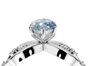 Solitaire Engagement Ring Setting for Fancy Blue Marquise Center with Criss-Cross Accent Band and Prong Head in Platinum