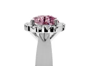 Halo Engagement Ring Setting for Fancy Pink Round Cut Center with Square Band and Prong Head in Platinum