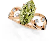 Solitaire Engagement Ring Setting for Fancy Yellow Marquise Center with Criss-Cross Accent Band and Prong Head in Rose Gold
