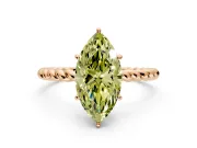 Solitaire Engagement Ring Setting for Fancy Yellow Marquise Center with Plain Twisted Rope Band and Prong Head in Rose Gold