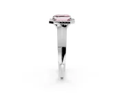 Halo Engagement Ring Setting for Fancy Pink Asscher Cut Center with Knife Ridge Cathedral Band and Prong Head in Platinum
