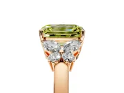 Solitaire Engagement Ring Setting for Fancy Yellow Emerald Cut Center with Marquise Flower Shoulders and Prong Head in Rose Gold
