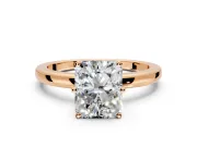 Solitaire Engagement Ring Setting for Radiant Cut Center with Plain Band and Tulip Prong Head in Rose Gold